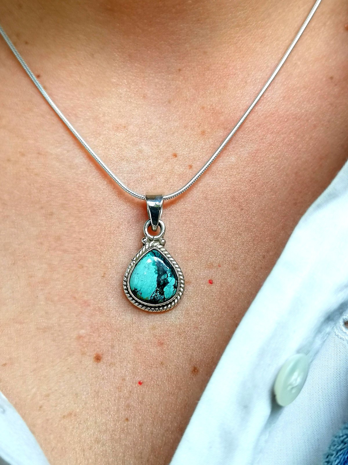 Image of Pendentif turquoise du tibet naturelle - ref. 8510 