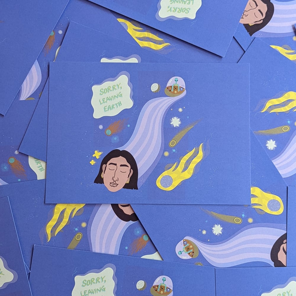 Image of 'Sorry, Leaving Earth' A5 Postcard
