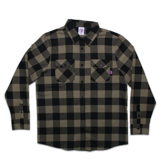 Image of OG LOGO OLIVE FLANNEL SHIRT