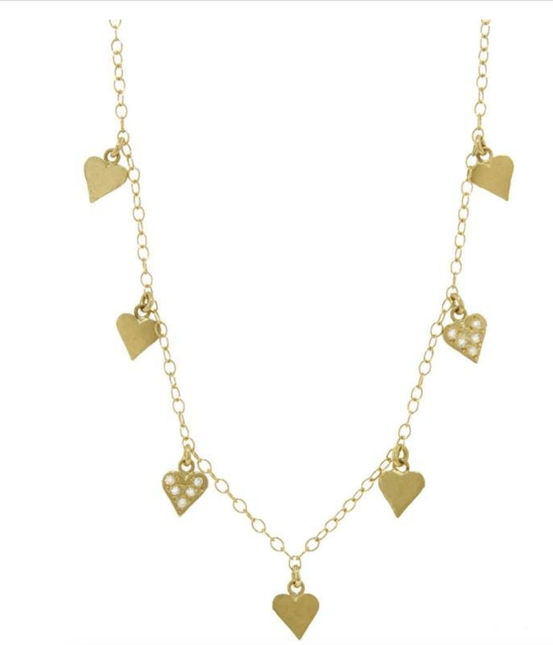 Image of 14 Kt and Diamonds 7 Hearts Necklace (Back in stock!)