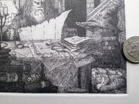 Image 5 of "St. Jerome/Gandalf in his study", zinc etching on paper