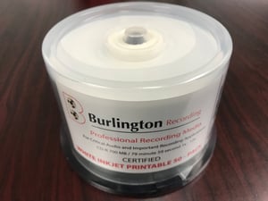 Image of Burlington Recording 80 Min Pro CD-R CERTIFIED Inkjet Printable 1x-12x 50 PK