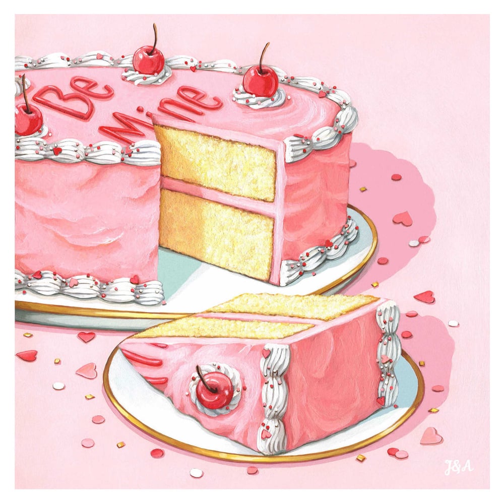 Image of “Be Mine” Valentine cake 8x8 print 