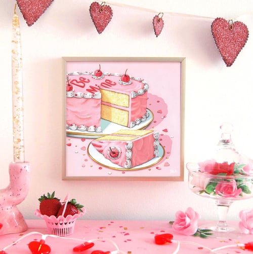 Image of “Be Mine” Valentine cake 8x8 print 