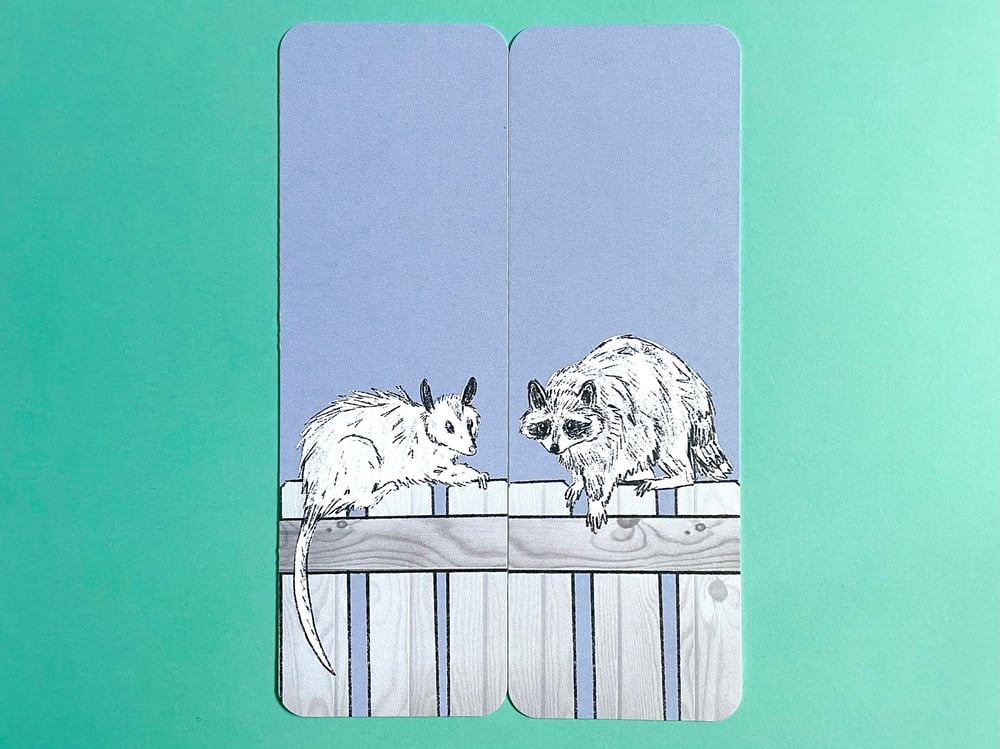 Image of Possum and raccoon bookmarks - set of 2 matching bookmarks