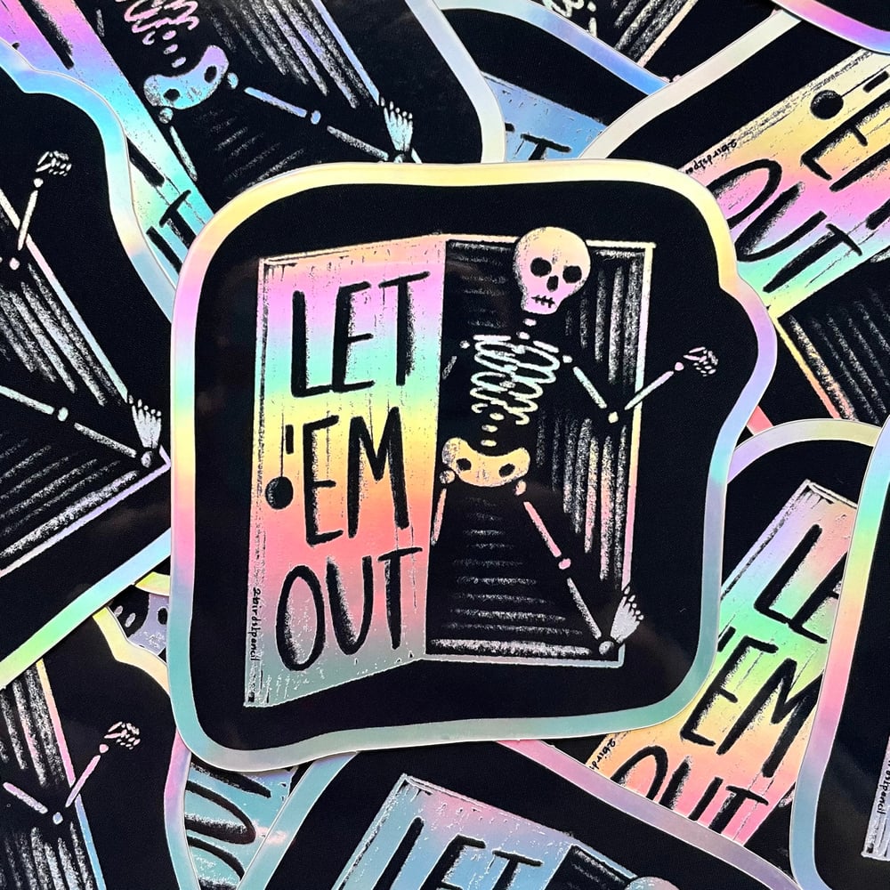 Image of Holographic skeleton in your closet sticker