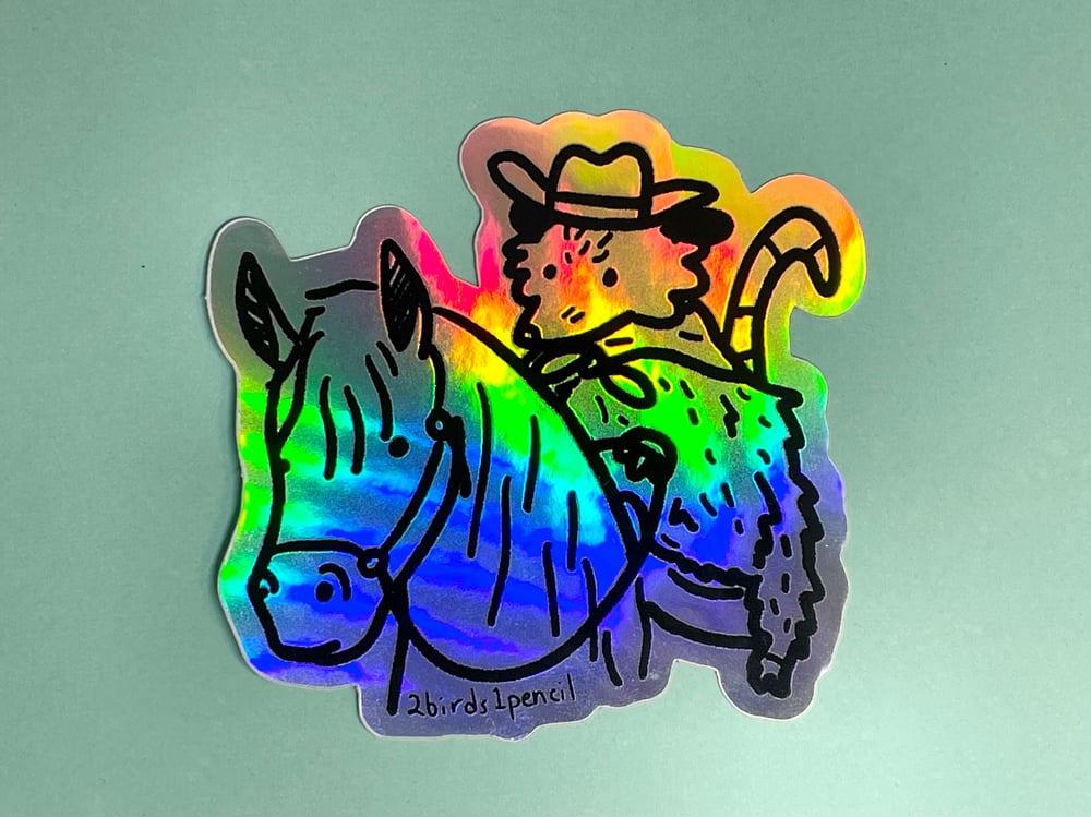 Image of Holographic cowboy possum sticker