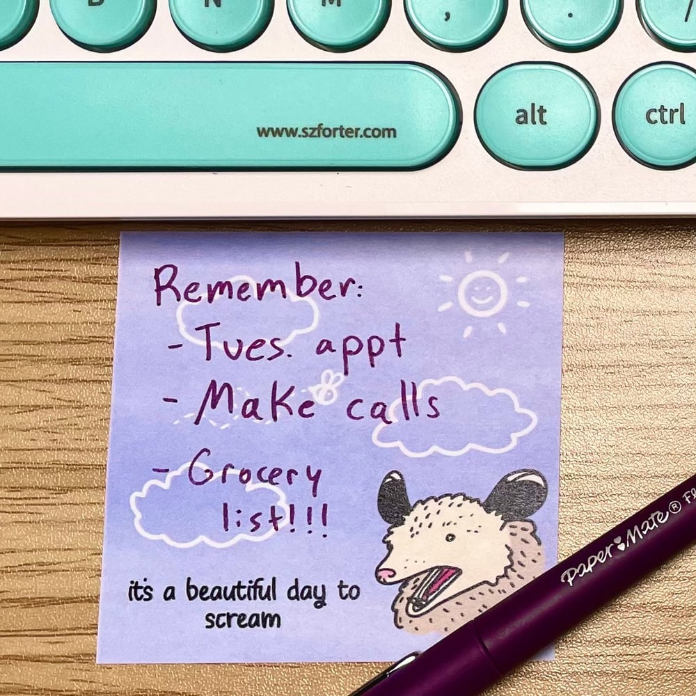 Image of Screaming possum sticky notes