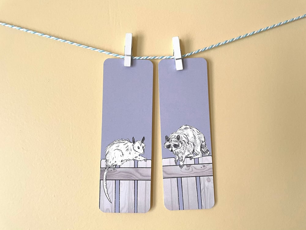 Image of Possum and raccoon bookmarks - set of 2 matching bookmarks