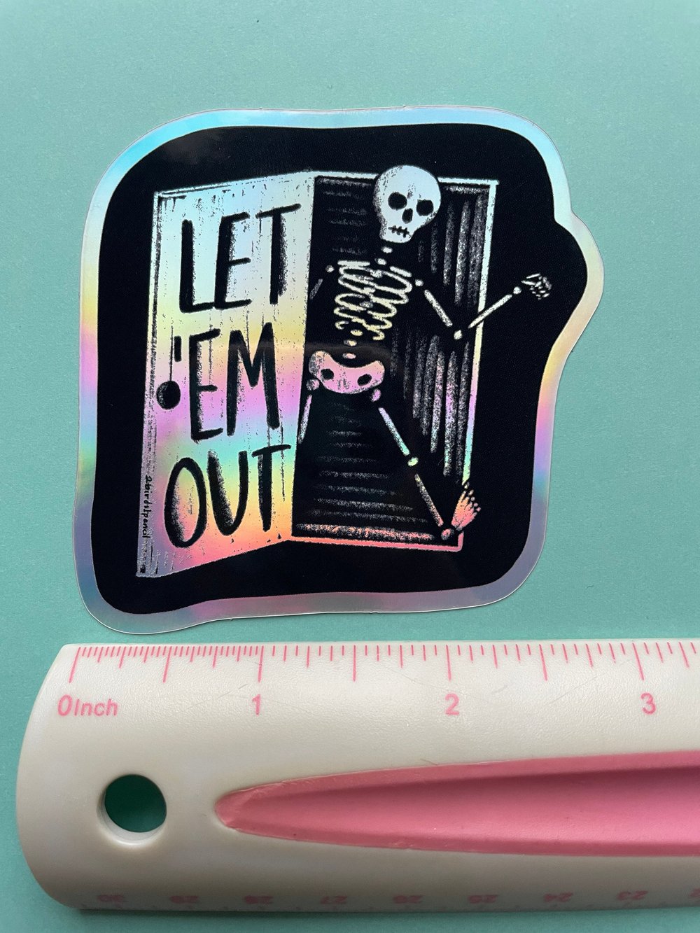 Image of Holographic skeleton in your closet sticker