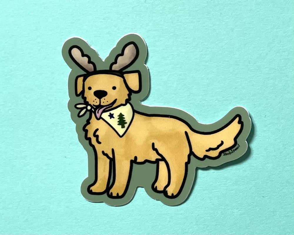 Image of Maine moose dog vinyl sticker