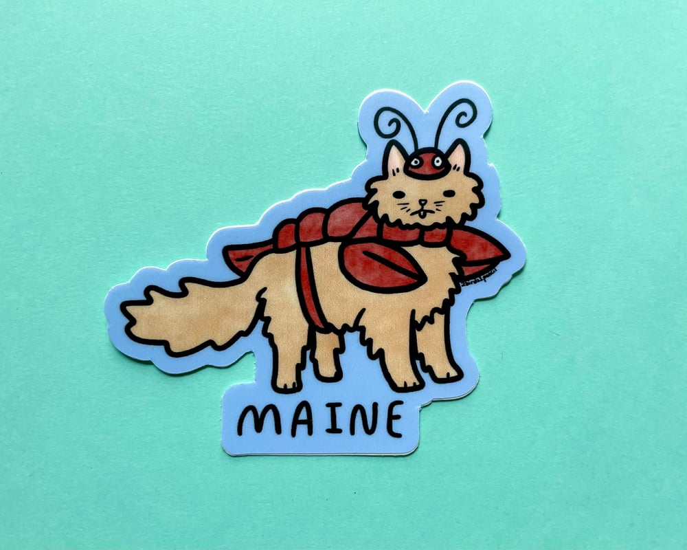 Image of Maine coon lobster cat vinyl sticker