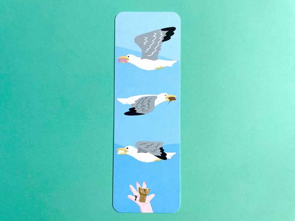 Image of Ice cream stealing seagull bookmark