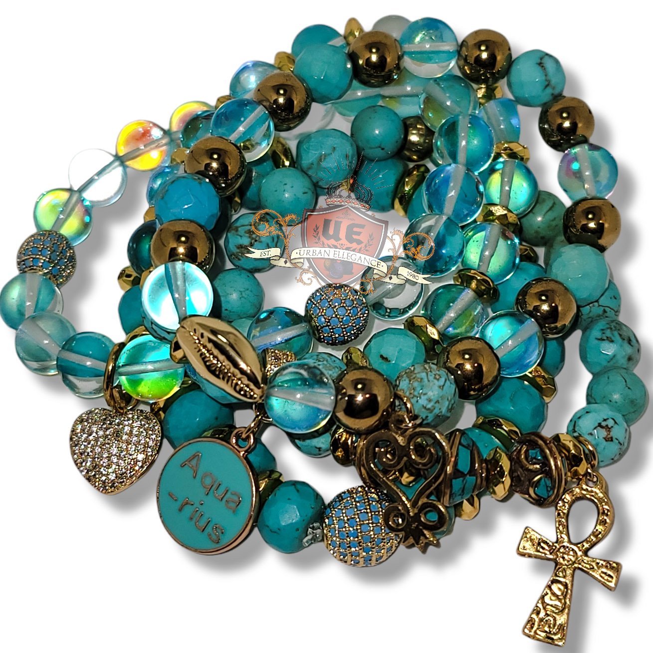 Image of Aurora Borealis Turquoise 5pc Set
