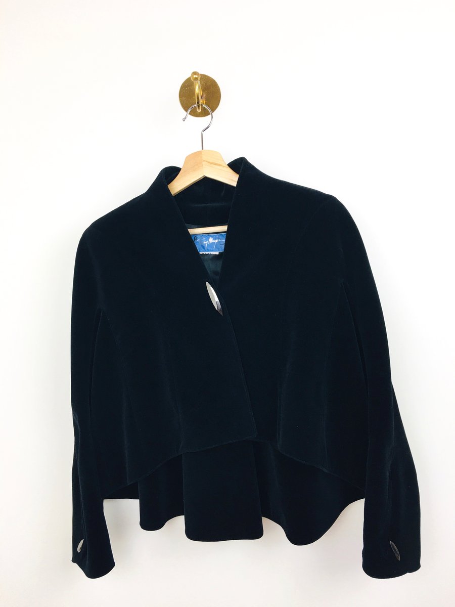 Vintage Thierry Mugler Black Cotton Velvet Cropped Jacket Suit ...
