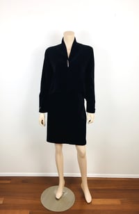 Image 2 of Vintage Thierry Mugler Black Cotton Velvet Cropped Jacket Suit