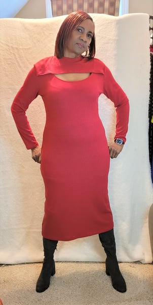 Image of maxi red dress