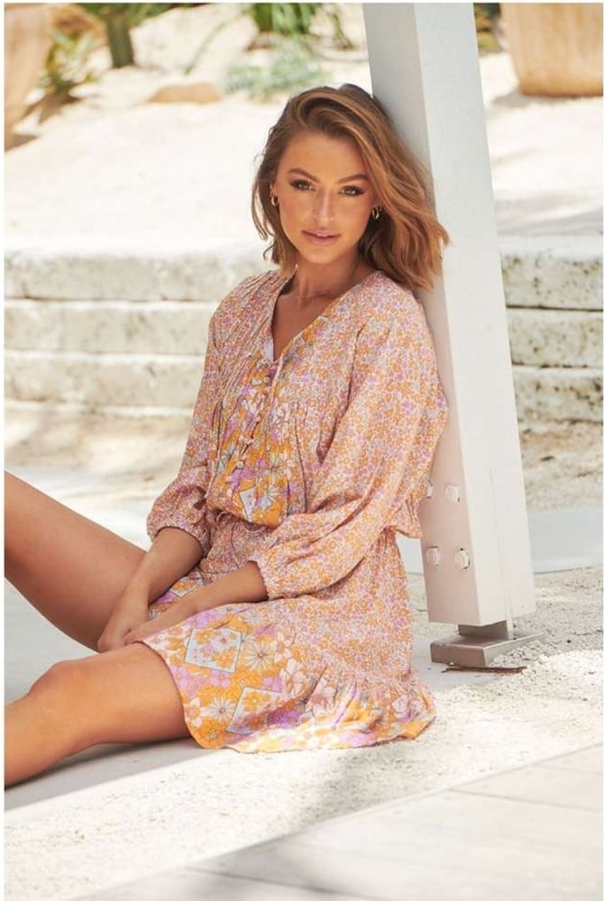 Forget Me Not Print Asa Mini Dress. JAASE | natasa Studio Forget Me Not Print Asa Mini Dress. JAASE | natasa Studio