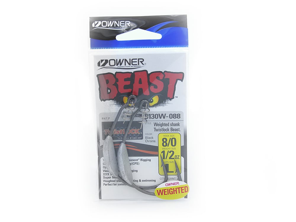 8/0 - 1/2oz Owner Weighted Beast Hooks 2pk.