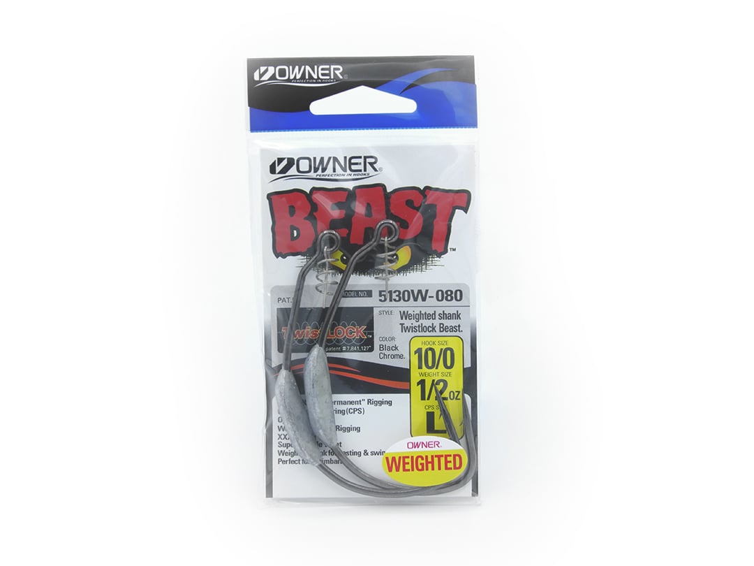 10/0 - 1/2oz Owner Weighted Beast Hooks 2pk.