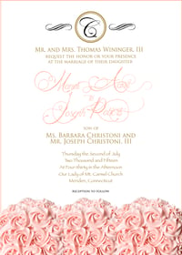 Elegant Blush Rosettes Wedding Invitation