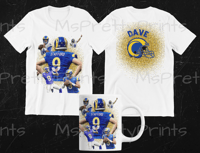 Image 1 of LA Rams Custom Front/Back Personalized Tshirts