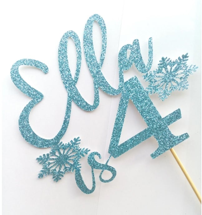 Snowflake Glitter custom cake topper, Ice princess cake topper | Custom ...