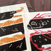 Long Fish Wooden Print Set