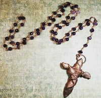 Image 1 of Electroformed Leaf Motif Amethyst Rosary
