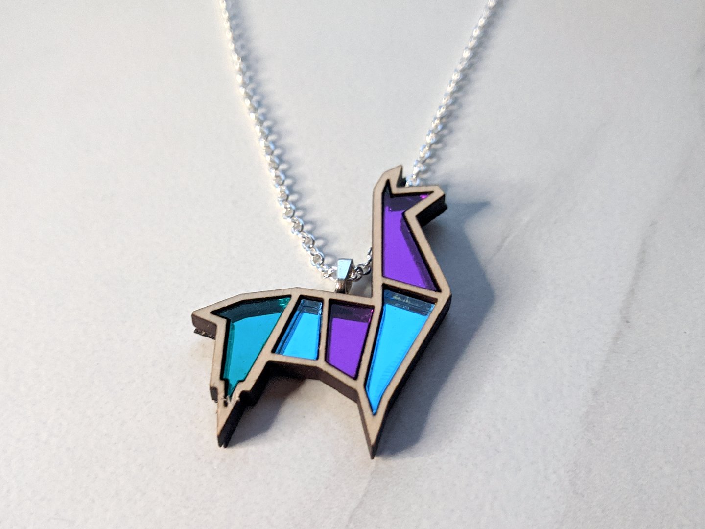 Stained Glass Llama Necklace