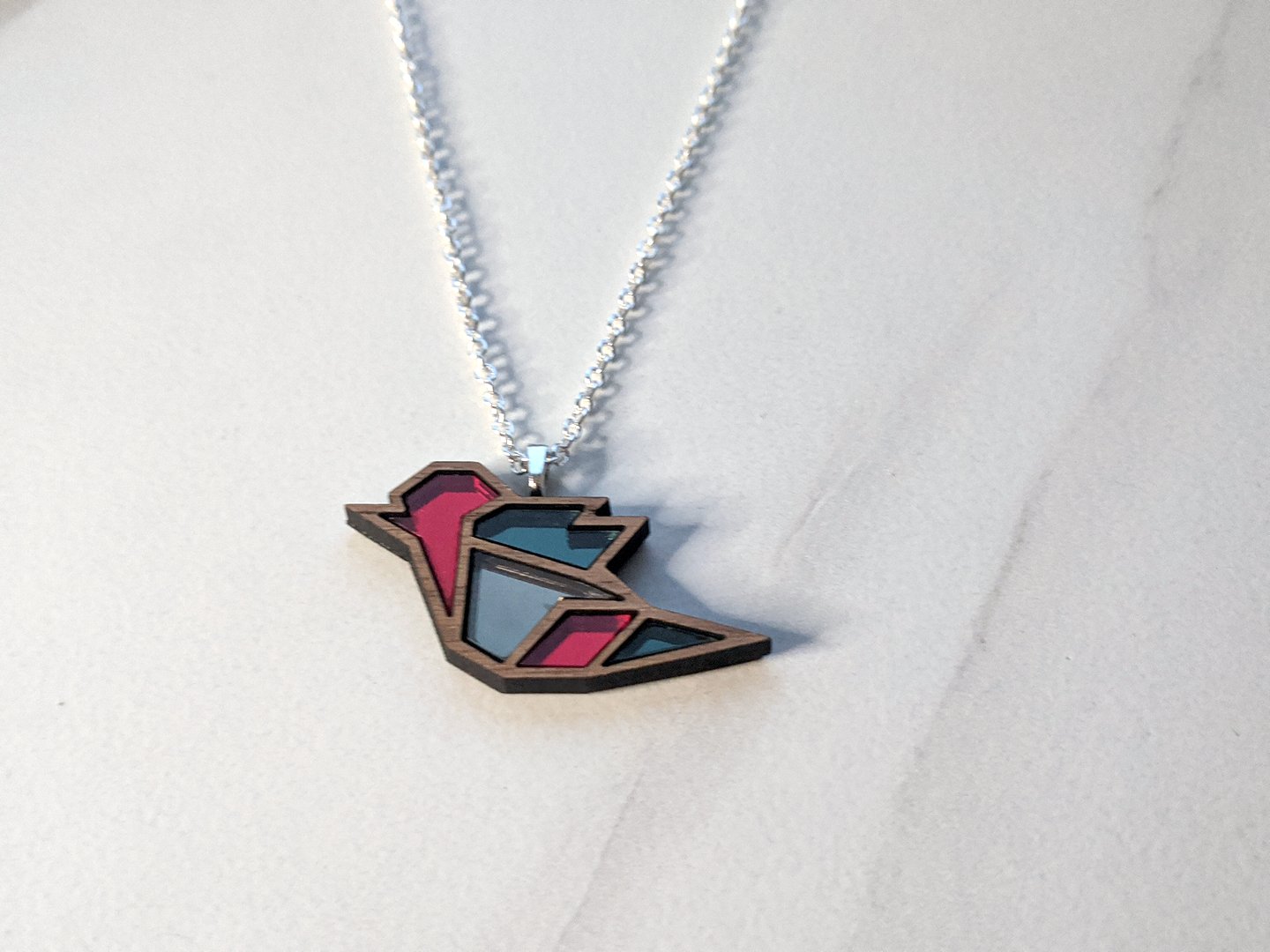 Stained Glass Sparrow Necklace