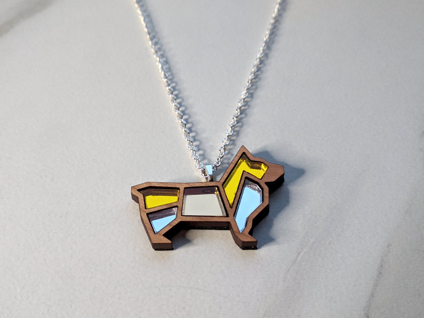 Stained Glass Corgi Necklace