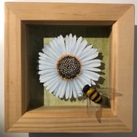 Image 5 of Framed Daisy with Honey bee Paper sculpture.