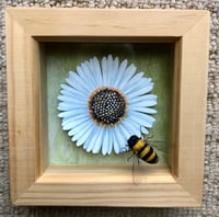 Image 2 of Framed Daisy with Honey bee Paper sculpture.