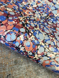 Image 1 of PRINTED Marbled Paper - 'Red & Blue Turkish Spot' 