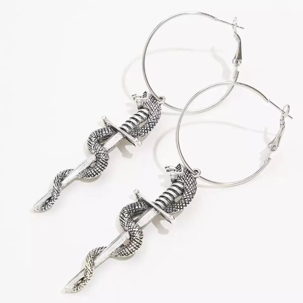 Image of Venom snake and dagger hoop earrings 