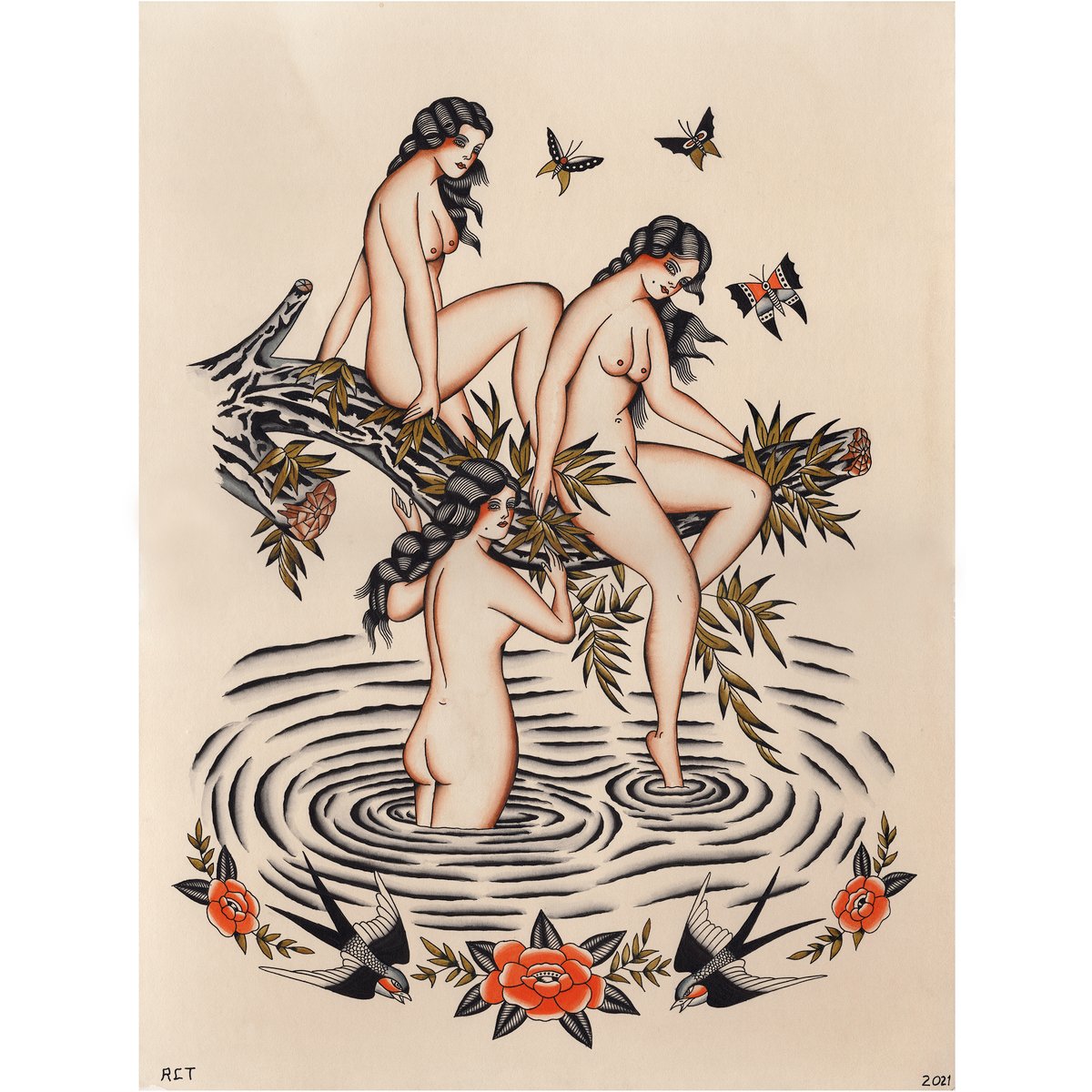 Image of 3 Bathers Giclee print