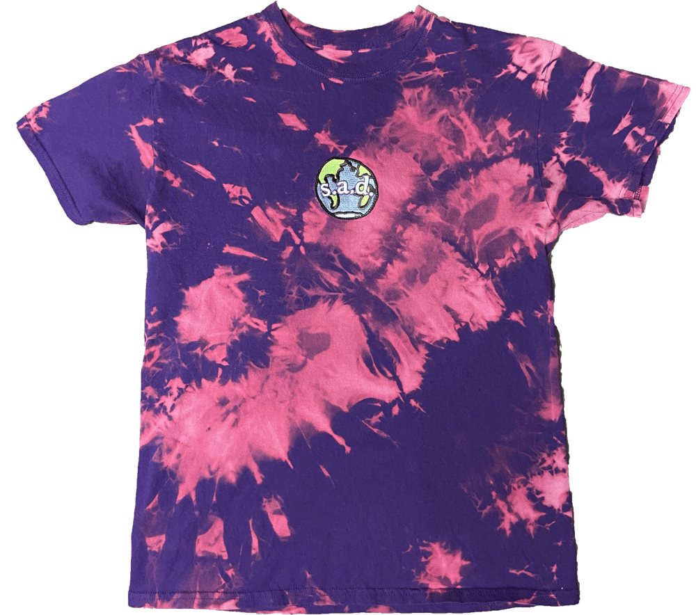 Image of S.A.D. WORLD LOGO TEE BLEACH TIE DYED