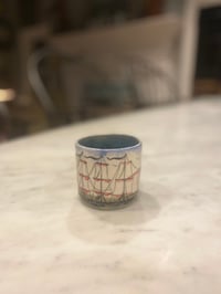Image 4 of Porcelain Red Sails Handleless Ship Mug SOLD TO MARY W 