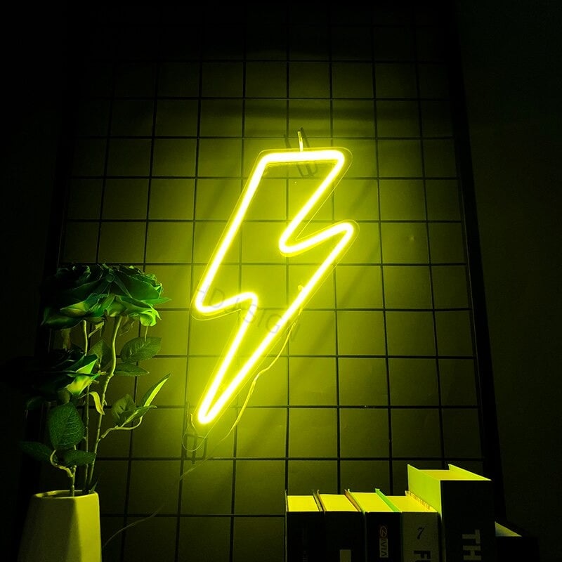 Neon lightning bolt deals light