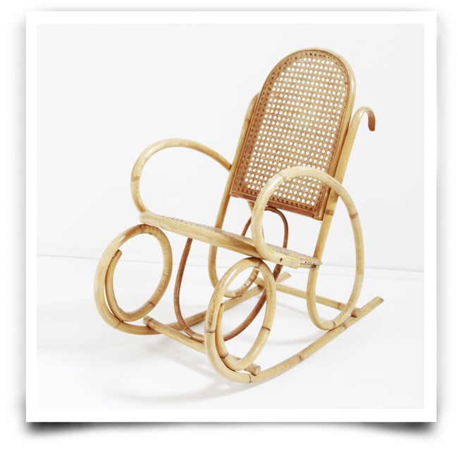 Fauteuil cane et rotin à bascule