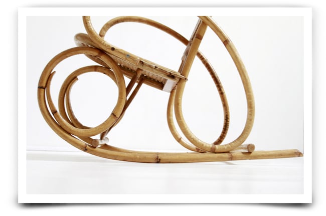 Fauteuil cane et rotin à bascule