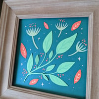 Image 2 of Teal floral cut paper