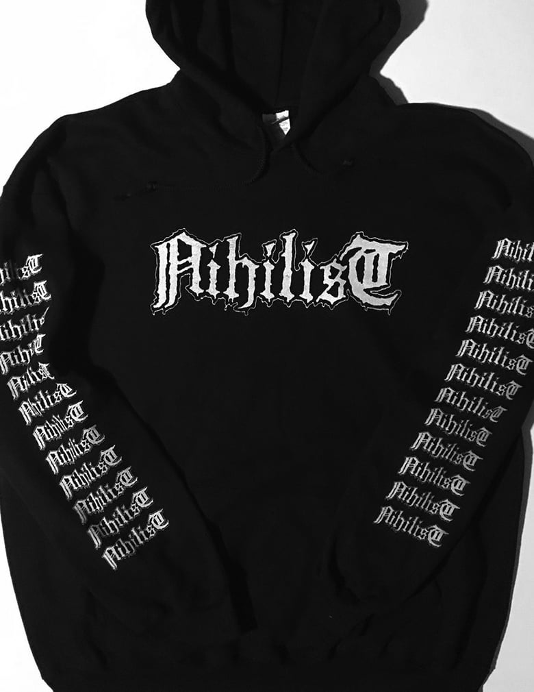 Image of Nihilist Hooded Sweatshirt with logo Sleeve print