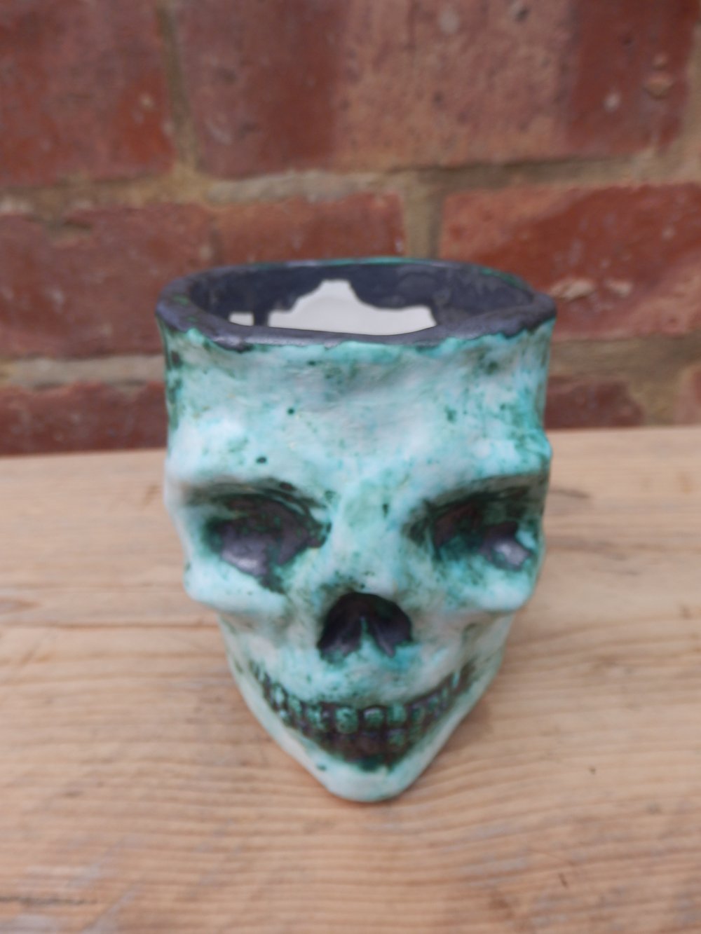Cuprum ceramic skull pot