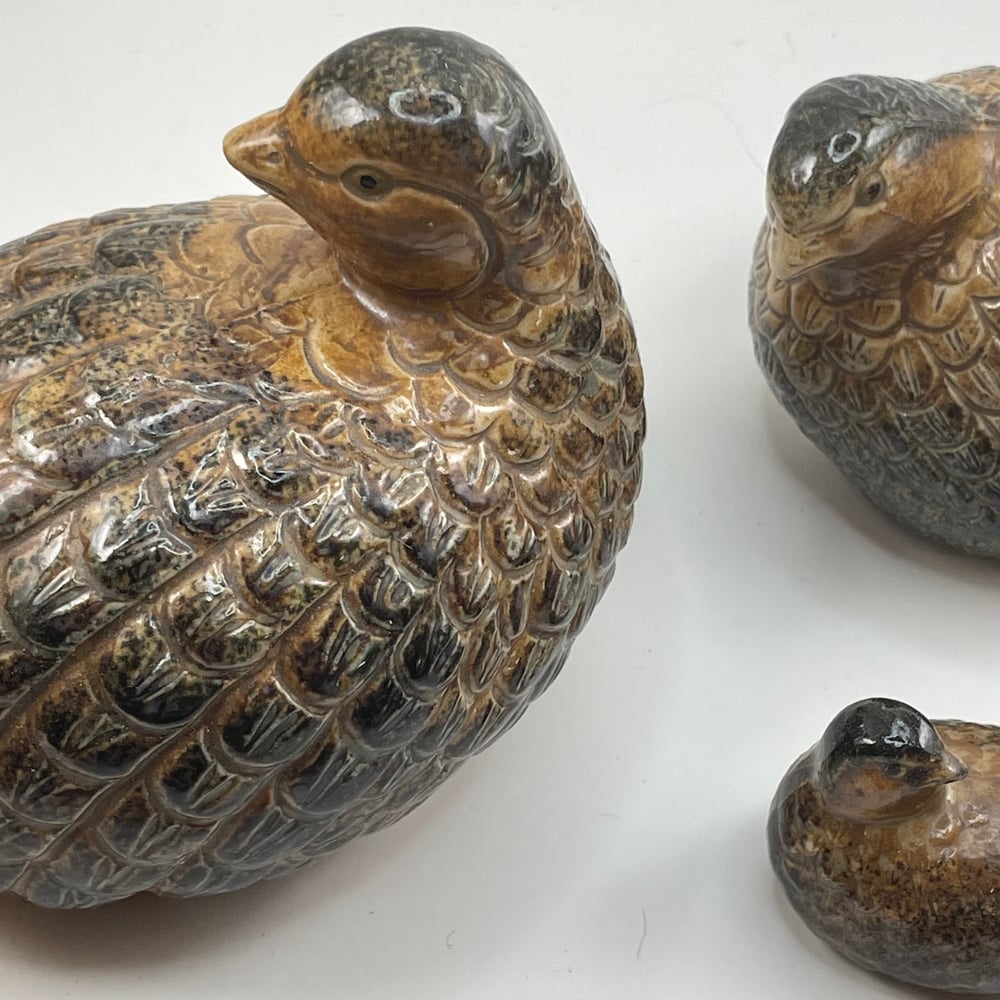 Vintage Japanese Ceramic Quail 3 Piece Set