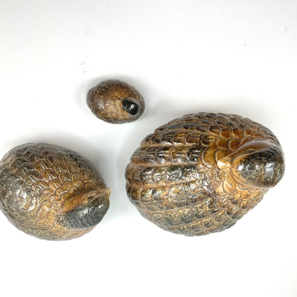Vintage Japanese Ceramic Quail 3 Piece Set