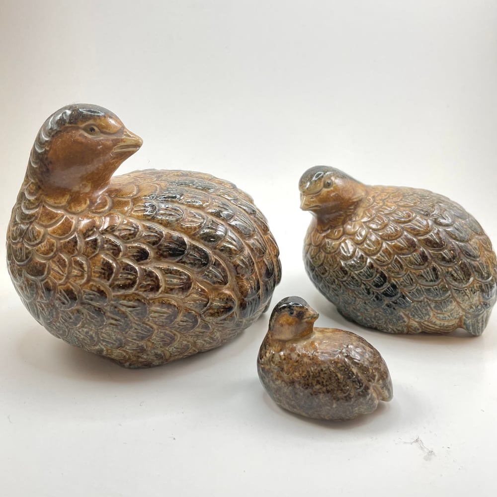 Vintage Japanese Ceramic Quail 3 Piece Set
