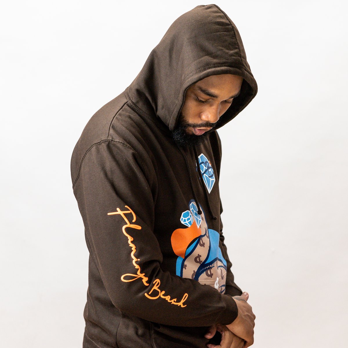 Flamingo hoodie (chocolate)