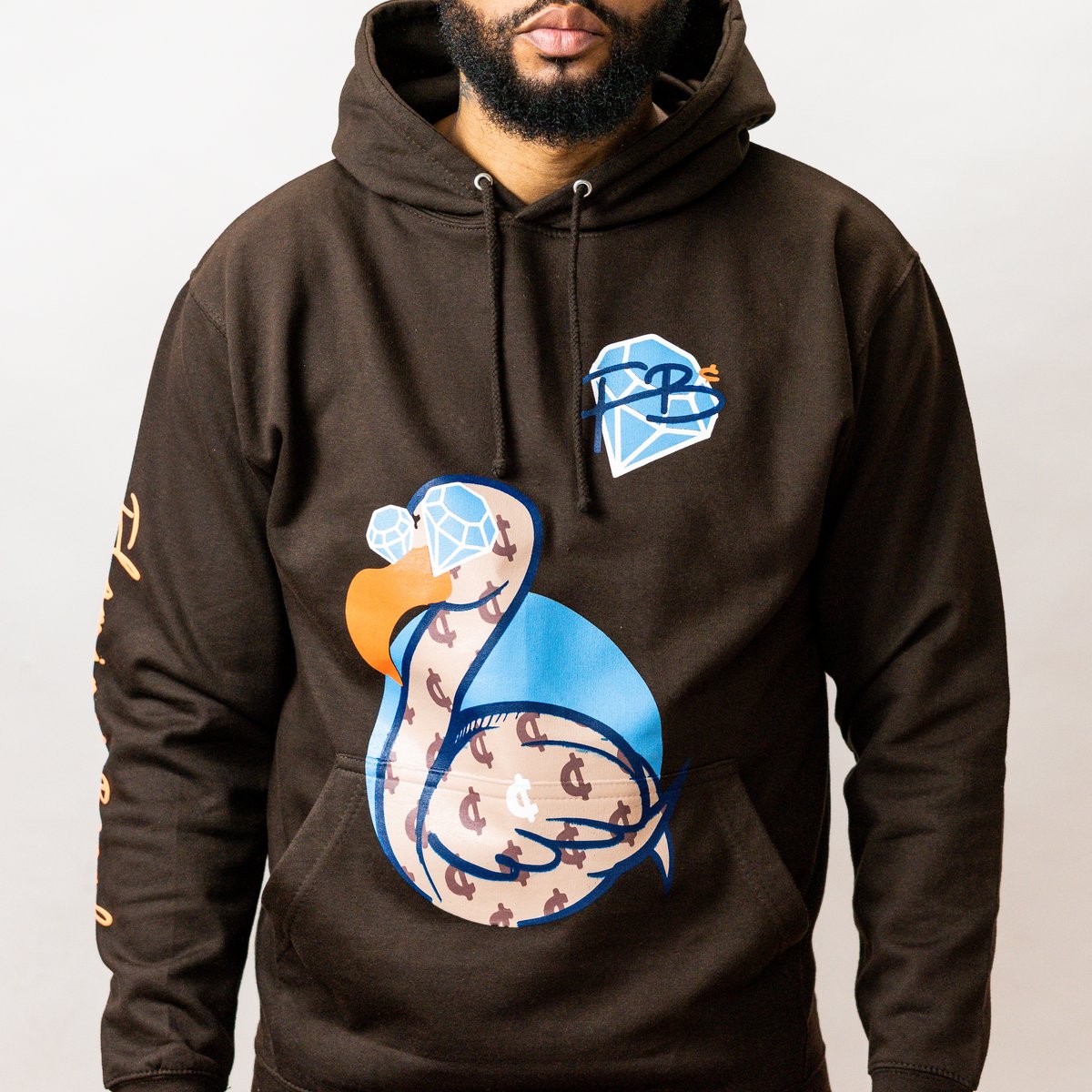 Flamingo hoodie (chocolate)